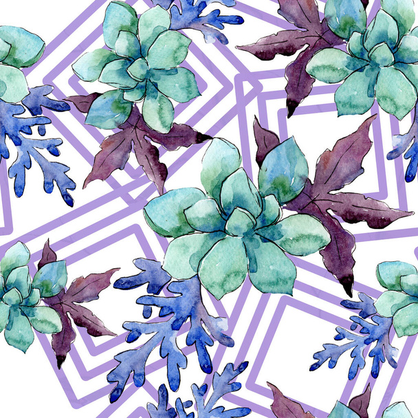 Floral botanical flowers composition. Watercolor background illustration set. Seamless background pattern. - Fotografie, Obrázek
