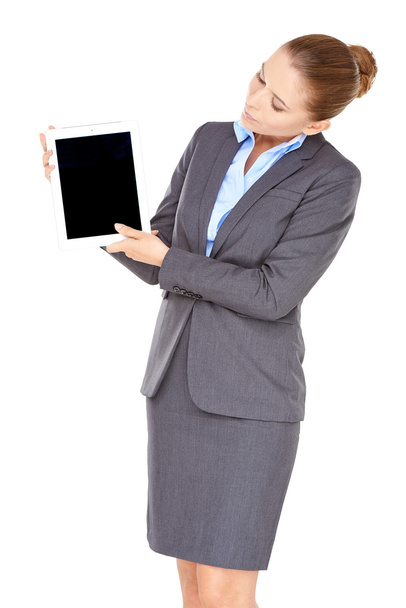 Businesswoman displaying her tablet - Φωτογραφία, εικόνα