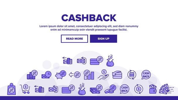 Collectie Cashback service teken pictogrammen set vector - Vector, afbeelding