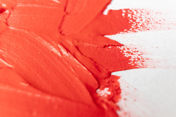 Macro photo. Paint of red shades close up. Abstract bright image. The concept of drawing, art therapy. - Photo, Image