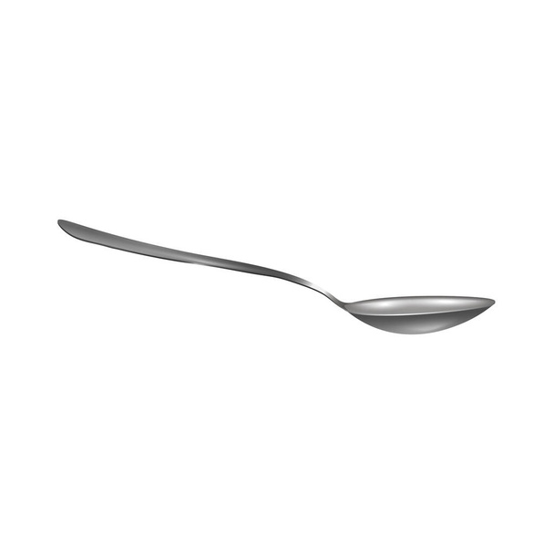 Silver metal teaspoon or soup spoon realistic vector illustration isolated. - Vector, Image