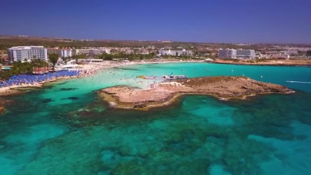 Nissi beach Aya Napa Cyprus aerial 4k - Πλάνα, βίντεο