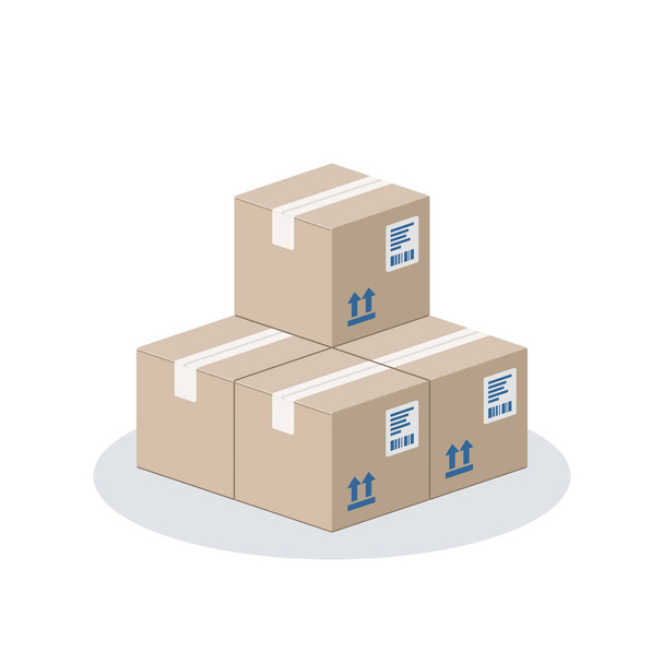 Pile cardboard boxes. Delivery and packaging concept. Vector illustration on white background. - Vector, Image