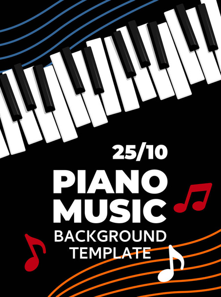 Plakatvorlage für Musik-Klaviere. Vektor-Flyer Hintergrund mit Tastaturillustration. Plakatvorlage für Musikfestival. - Vektor, Bild