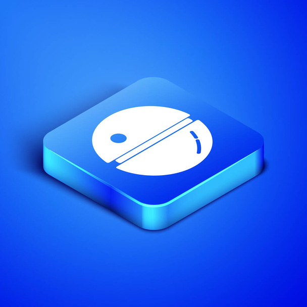 Isometric Death star icon isolated on blue background. Blue square button. Vector Illustration - Vector, Image