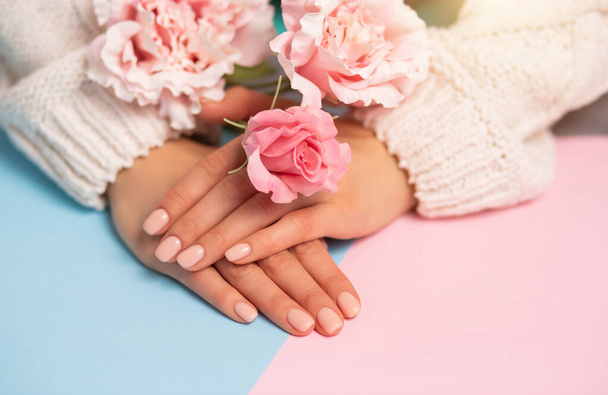 Beautiful womans hands on background - Photo, image
