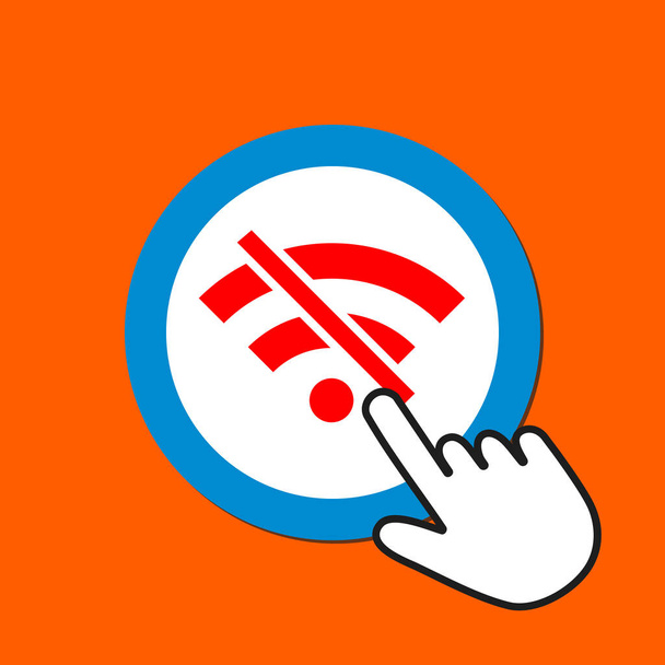 Wi-Fi deaktiviert Symbol. Internet-Trennungskonzept. Handmaus  - Vektor, Bild