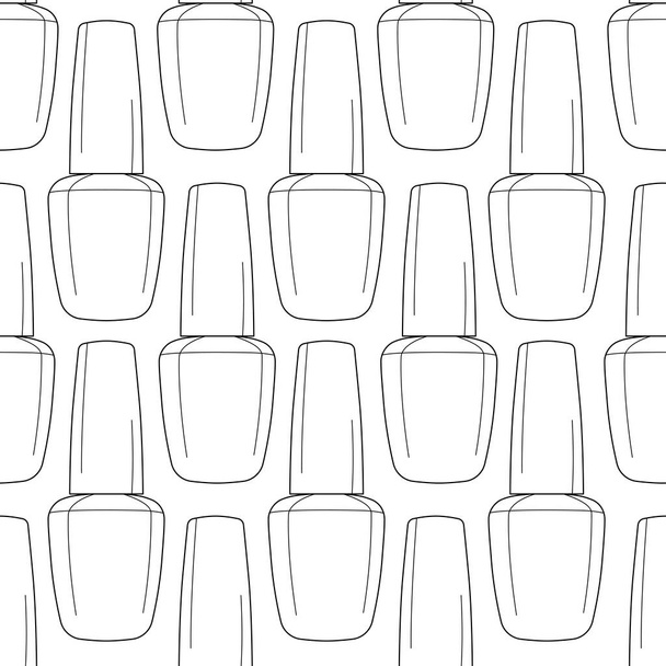 Seamless pattern nail polish bottle in black and white colors. Texture for banner, flyer, poster or print, websites, web design, mobile app on white background. - Вектор,изображение