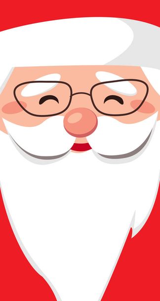 Kind face santa claus with glasses. Cheerful portrait with copy space on a white beard. Merry Christmas and Happy new year. Vector flat illustration. Design for greeting card, banner, poster - Vector, Image