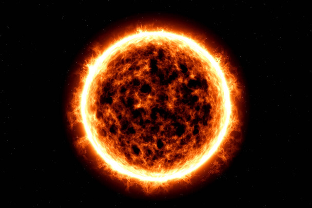 Εικόνα της πύρινης σφαίρας ενός φλεγόμενου άστρου, ηλιακός δίσκος. - Φωτογραφία, εικόνα