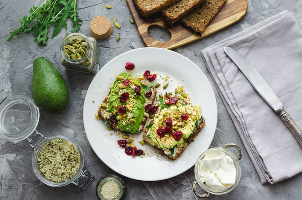 Healthy avocado toasts for breakfast or lunch - Photo, Image