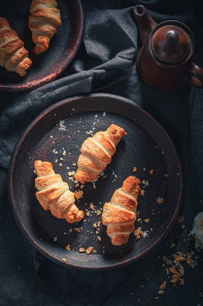 Hot croissants made of puff pastry and chocolate - Zdjęcie, obraz