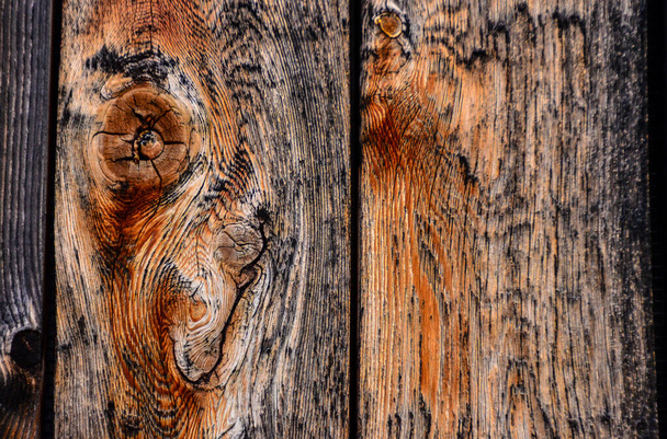 Wooden background, vintage rotten planks that survived on an old 18th century barn, Ohio USA - 写真・画像