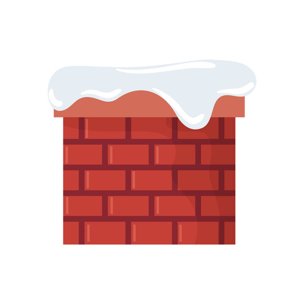 chimney with snow isolated icon - Vector, Image