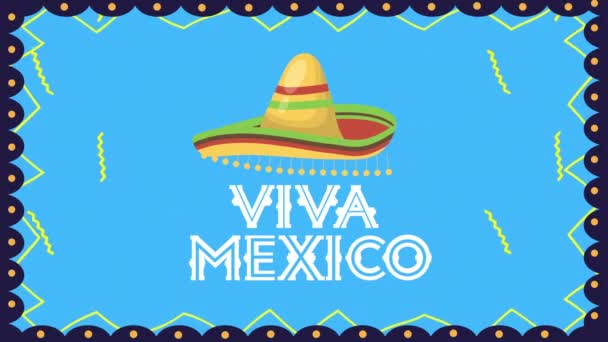 viva mexico animation με μεξικάνικο καπέλο - Πλάνα, βίντεο