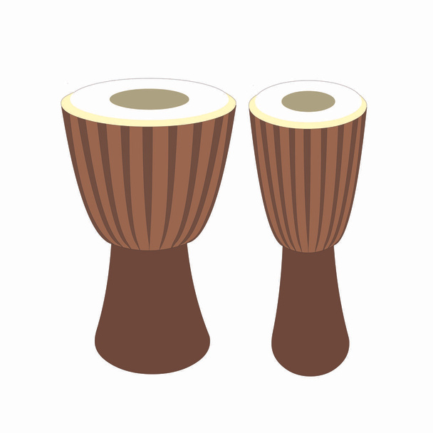 Musical Instrument - African Djembe Drums - Cartoon Vector Image - Vector, Image
