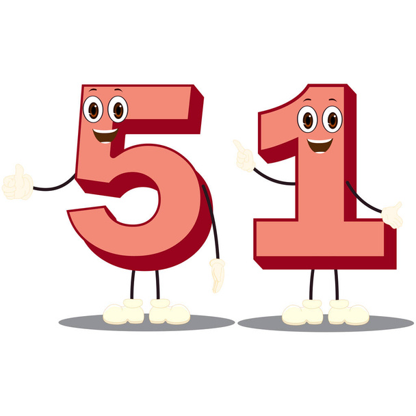 Colorful Number Fifty-One Character Vector - Vector, Image