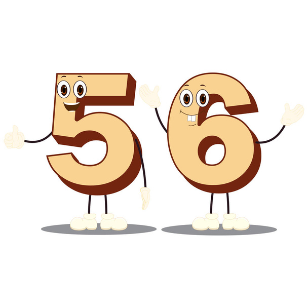 Colorful Number Fifty-Six Character Vector - Vector, Image