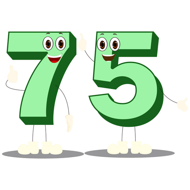 Número setenta y cinco - Imagen vectorial de dibujos animados
 - Vector, imagen