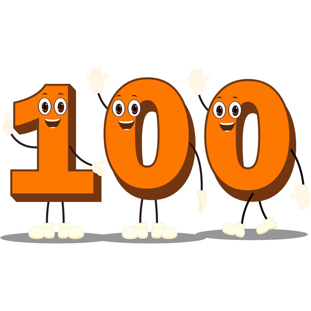Number One Hundred - Cartoon Vector Image - Vector, Image