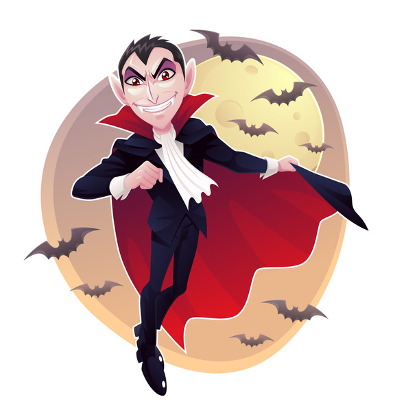 Cartoon vampire with a castle in background Vector Image