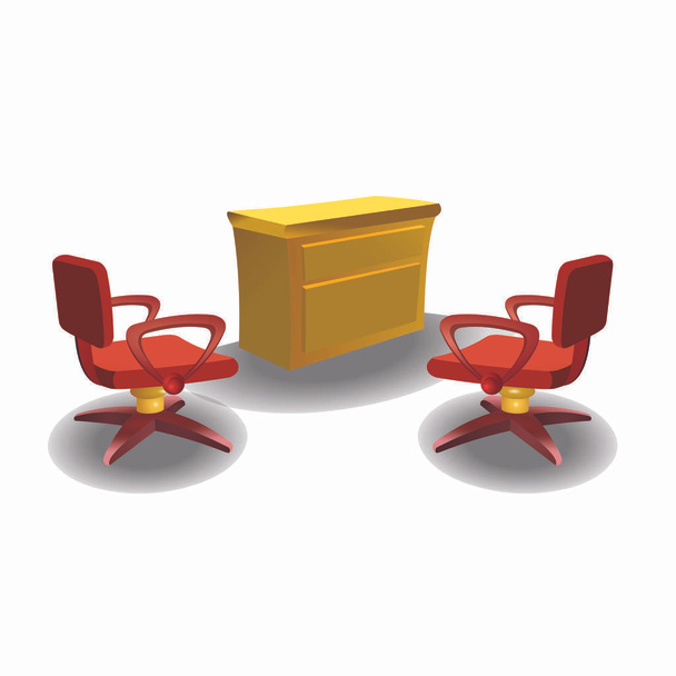 Office Chairs and a Table - Cartoon Vector Image - Vector, Image