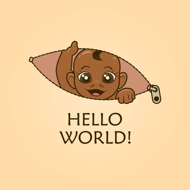 Peeking out African American baby t-shirt concept - Vector, Image