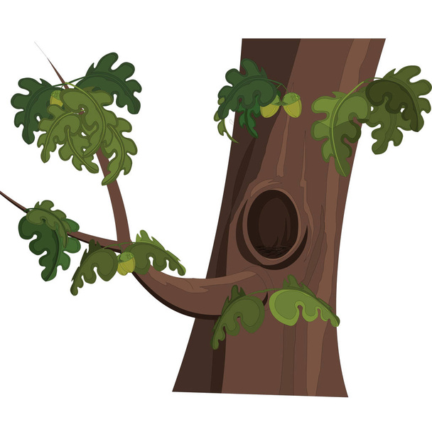 Strom s dutinou ptáků - Cartoon Vector Image - Vektor, obrázek