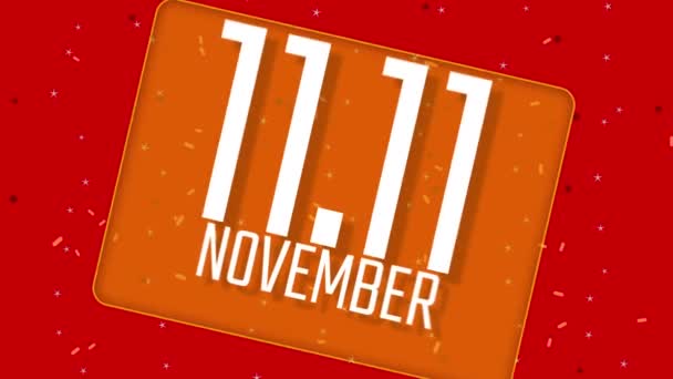 11.11, 11 November plakát vagy szórólap tervezés, piros alapon. - Felvétel, videó