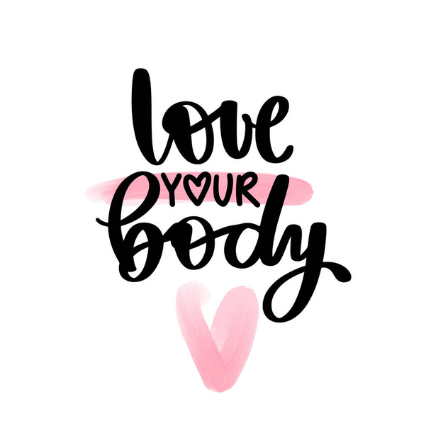 Body positive lettering. Hand drawn vector typography poster. - Vector, Image
