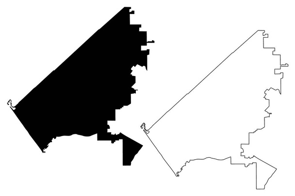 海洋都市(アメリカ,アメリカ,アメリカ)地図ベクトル図,スケッチブルスケッチ海洋都市地図 - ベクター画像