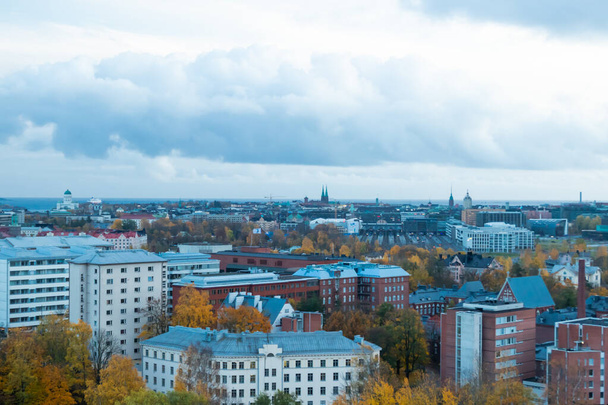 Aerial view of Helsinki Center at autumn cloudy evening. - Photo, Image