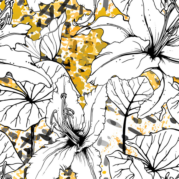 Floral Black and White Trends Artistic Watercolor. - Vector, Image