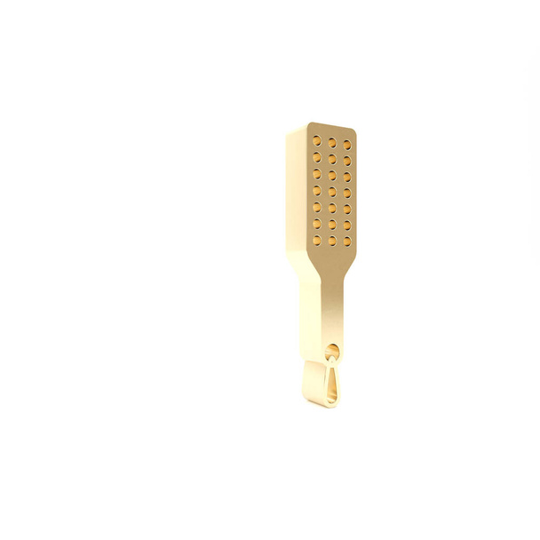 Icône de palette de fessée d'or isolée sur fond blanc. Accessoire fétiche. Jouet sexuel pour adulte. Illustration 3D rendu 3D
 - Photo, image