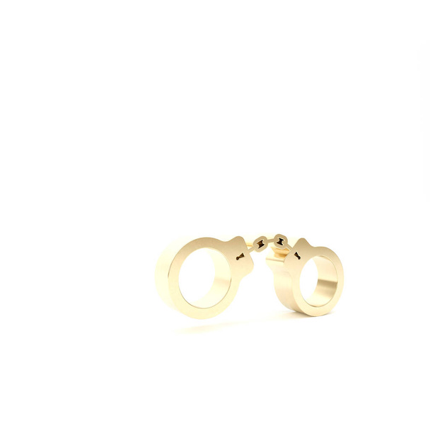 Gold Handcuffs icon isolated on white background. 3d illustration 3D render - Photo, Image