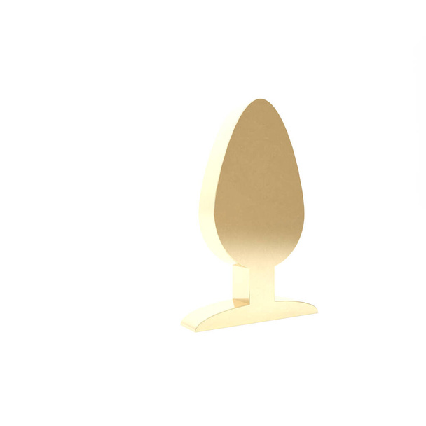 白い背景に分離されたゴールドアナルプラグアイコン。しかし、プラグサイン。フェチアクセサリー。男性と女性のためのセックスおもちゃ。3Dイラスト3Dレンダリング - 写真・画像