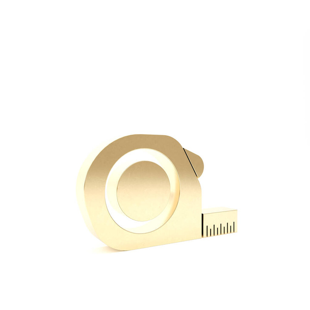 Gold Roulette construction icon isolated on white background. Tape measure symbol. 3d illustration 3D render - Photo, Image