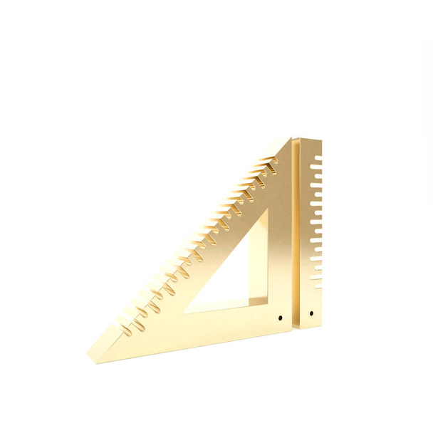 Ícone de régua triangular dourada isolado no fundo branco. Símbolo simples. Símbolo geométrico. 3D ilustração 3D render
 - Foto, Imagem