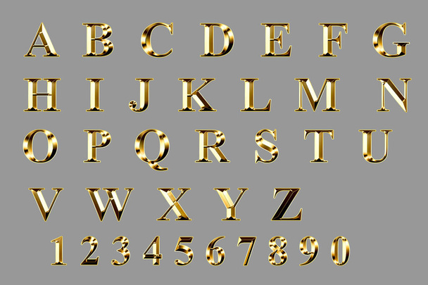 Alphabet letters from gold metal texture .  - Фото, зображення
