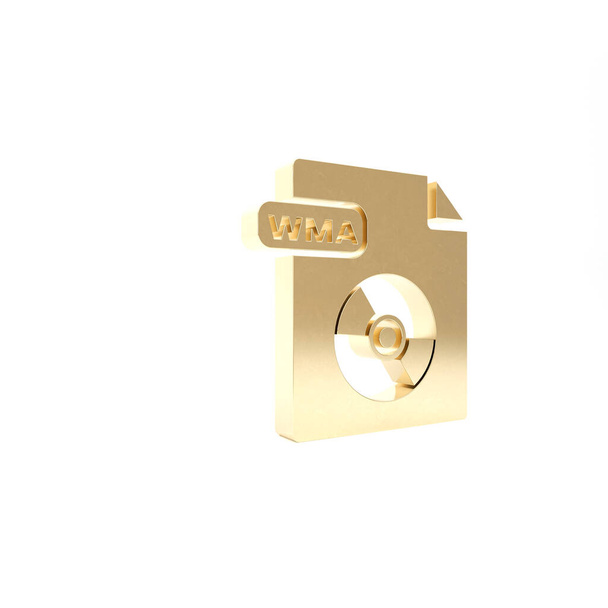 Dokument Gold Wma. Stáhnout ikonu wma tlačítka izolované na bílém pozadí. Symbol WMA souboru. Wma music format sign. 3D ilustrace 3D vykreslení - Fotografie, Obrázek