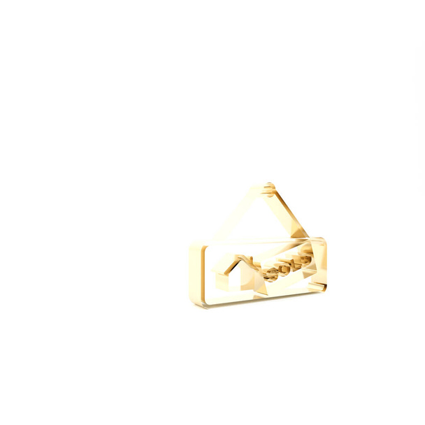 Gold Hanging σήμα με κείμενο Πωλούνται εικονίδιο απομονώνονται σε λευκό φόντο. Πωλήθηκε αυτοκόλλητο. Πουλήθηκε πινακίδα. 3d απεικόνιση 3D καθιστούν - Φωτογραφία, εικόνα