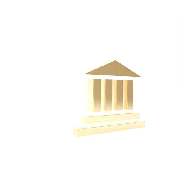 Gold Museum building icon isolated on white background. 3d illustration 3D render - Photo, Image