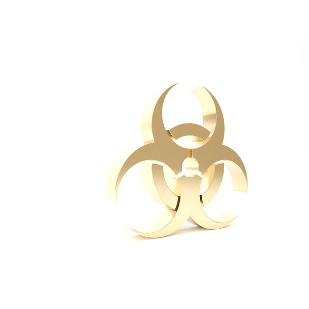 Ícone de símbolo de risco biológico dourado isolado no fundo branco. 3D ilustração 3D render
 - Foto, Imagem