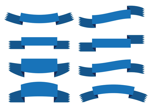 set of blue ribbon banner icon - Vettoriali, immagini