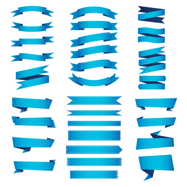 conjunto de ícone de banner fita azul
 - Vetor, Imagem