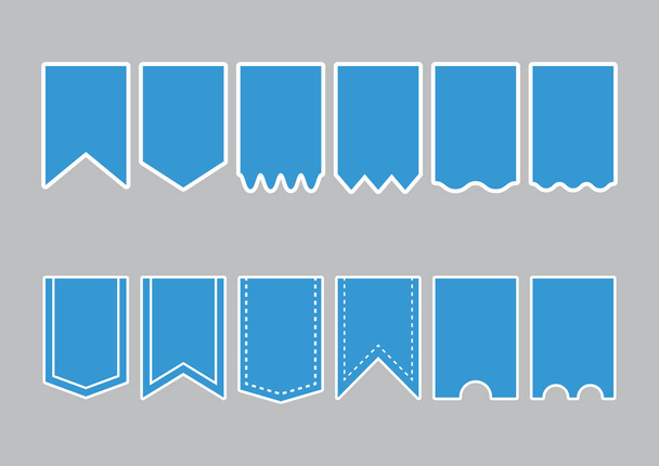 set of blue ribbon banner icon - Vector, Imagen