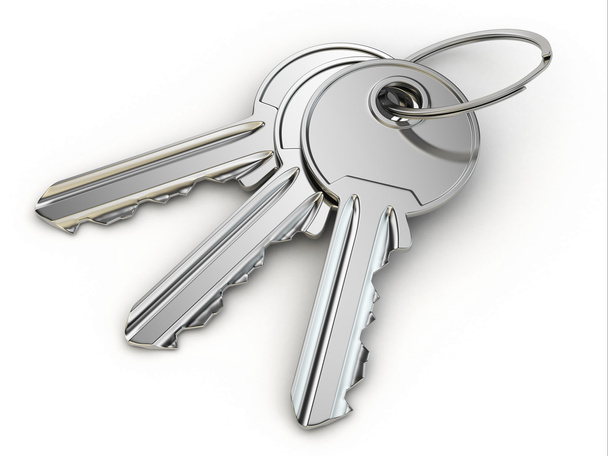 Bunch of keys on white isolated background. - Фото, изображение