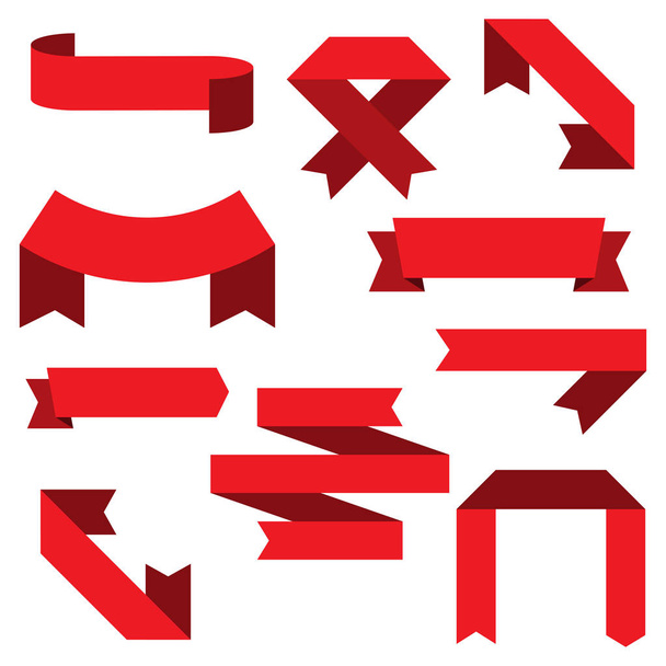 set di icona banner nastro rosso
 - Vettoriali, immagini