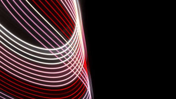 White, red and pink light curve lines on a black background 	 - Foto, Imagen