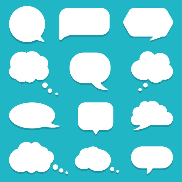 Set of speech bubble, textbox cloud of chat for comment, post, comic. Dialog box icon, message template. Different shape of empty balloons for talk on isolated background. cartoon vector - ベクター画像